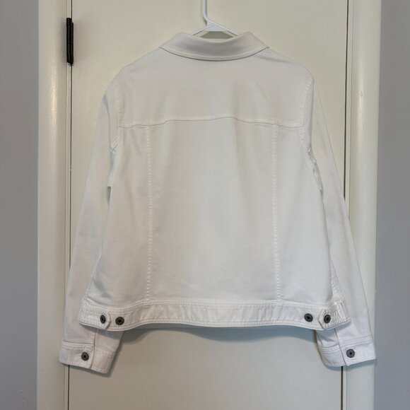 Talbots Women's Plus L/S Classic Button-Front Denim Jean Jacket 1X White Pockets - Picture 5 of 10